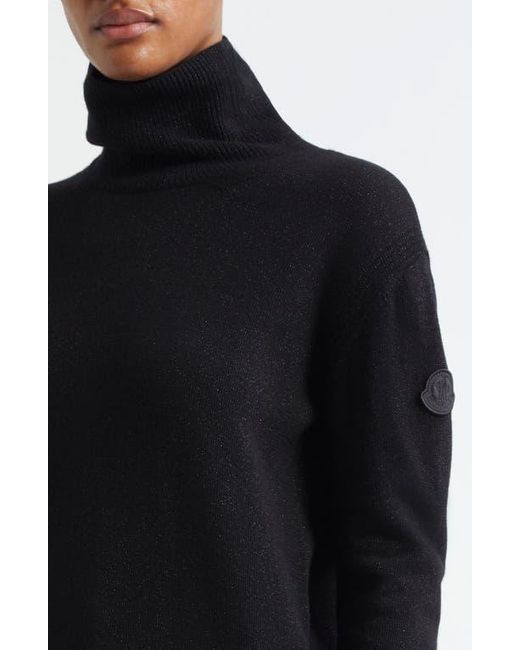 Moncler Black Metallic Wool Blend Turtleneck Sweater