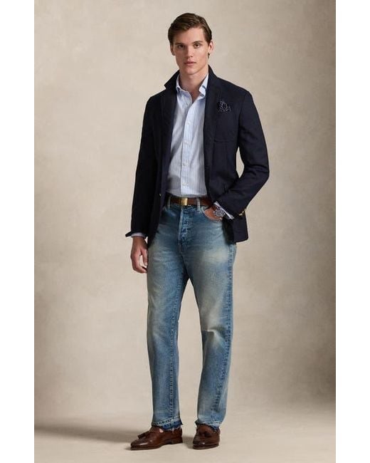 Polo Ralph Lauren Blue Classic Fit Stripe Stretch Cotton Button-Up Oxford Shirt for men