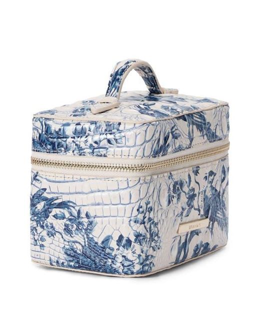 Brahmin Blue Small Charmaine Croc Embossed Leather Train Case