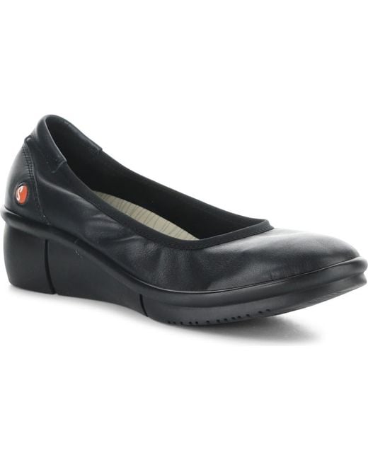 Softinos Black Rem Platform Wedge Pump