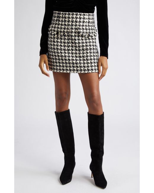 Veronica Beard Black Adriel Houndstooth Tweed Miniskirt