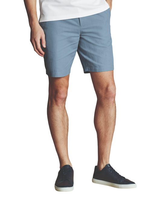 Charles Tyrwhitt Blue Cotton Linen Shorts for men