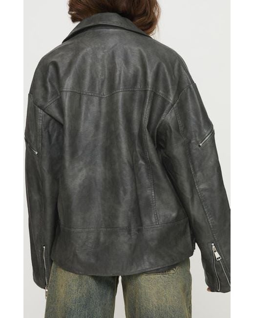 Princess Polly Gray Magnets Faux Leather Jacket