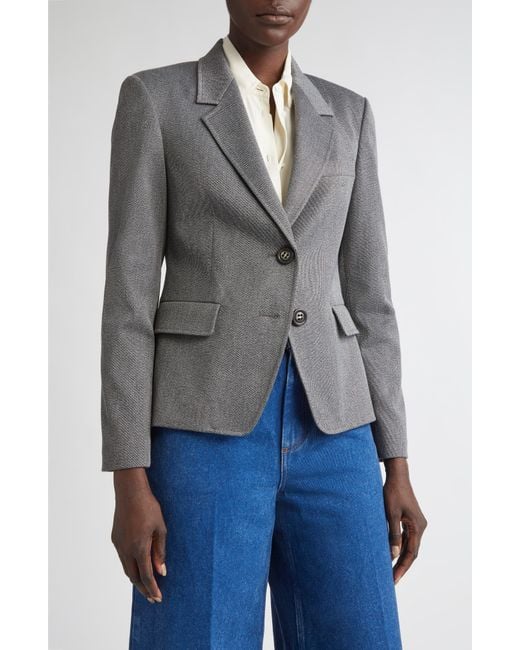 St. John Gray Mélange Stretch Twill Jacket