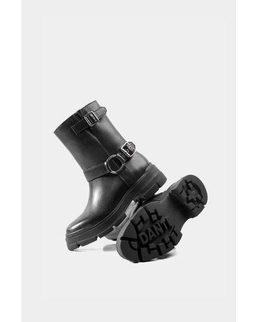 Dante Black Leather Combat Boots Balia