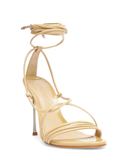 Schutz Adeline Ankle Wrap Stiletto in Metallic | Lyst