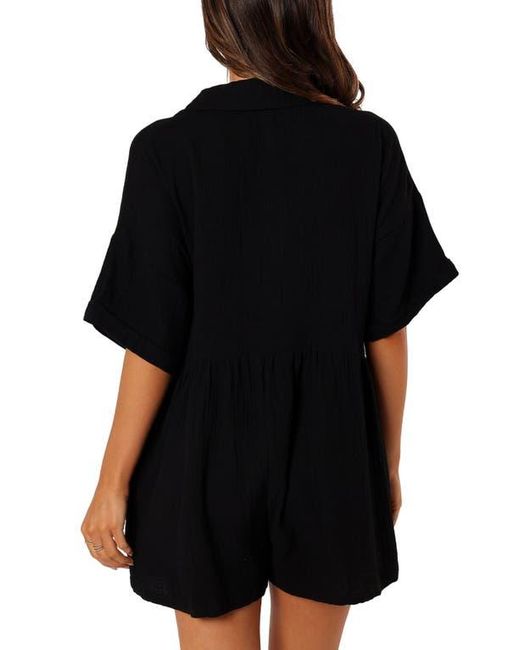 Petal & Pup Black Winny Crinkle Cotton Romper