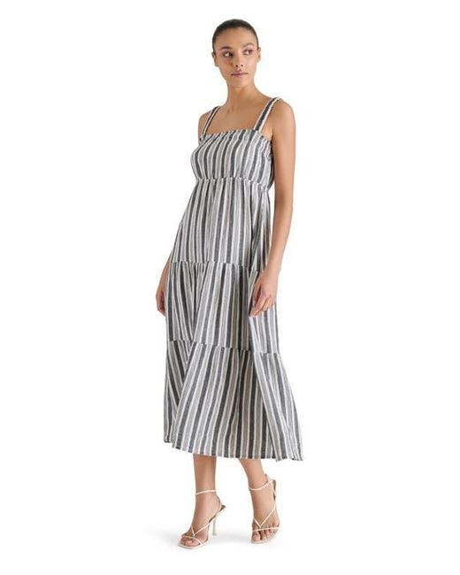 Steve Madden Multicolor Alissa Stripe Tiered Cotton Gauze Midi Sundress