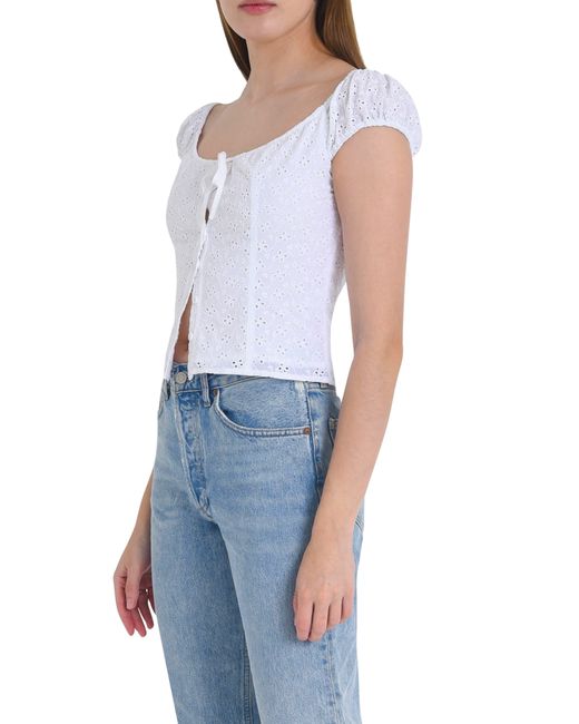 Wayf Blue Catalina Eyelet Embroidery Top