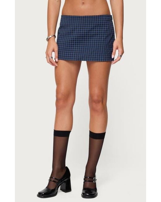 Edikted Blue Winsley Gingham Mini Skort
