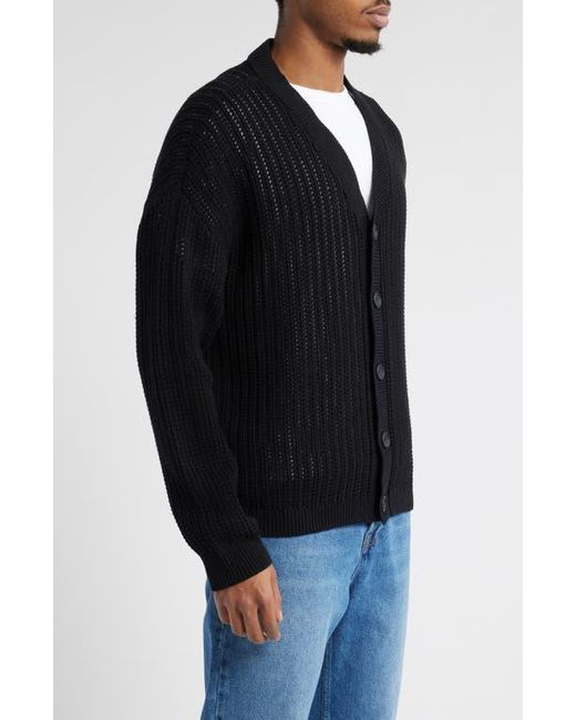 BP. Black Open Stitch Cardigan for men