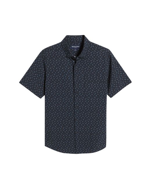 Mizzen+Main Blue Mizzen+main Leeward Trim Fit Leaf Print Short Sleeve Performance Button-up Shirt for men