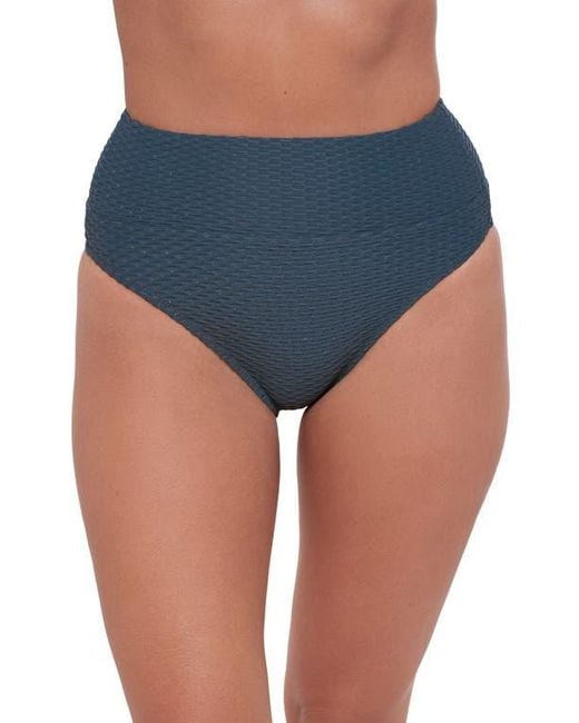 S3 Blue Ultra High Waist Banded Swim Bottoms