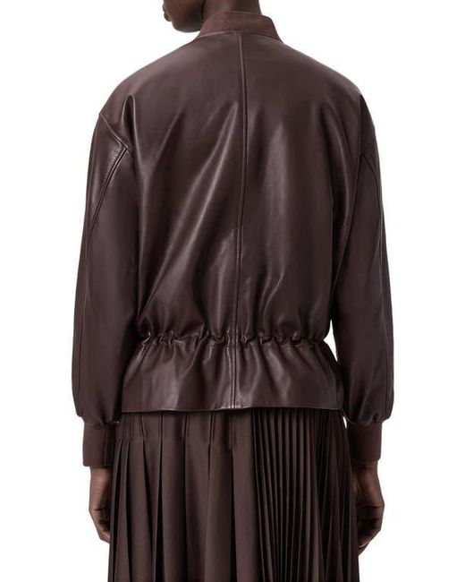 AllSaints Brown Sofi Leather Bomber Jacket