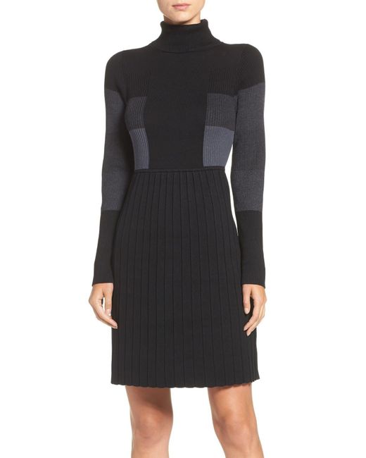 Adrianna Papell Black Fit & Flare Sweater Dress