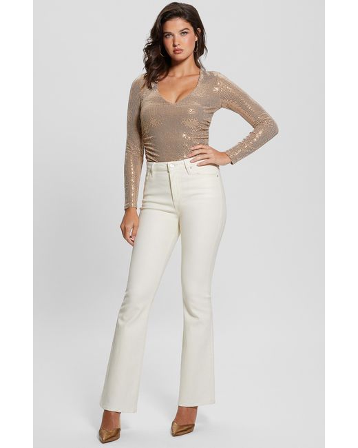 Guess White Camille Sequin Bodysuit