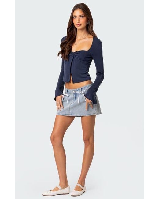 Edikted Blue Maxine Twist Split Front Top