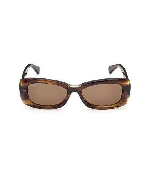 Max Mara Brown 53Mm Rectangular Sunglasses