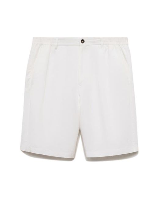 Mango White Elastic Waist Shorts for men