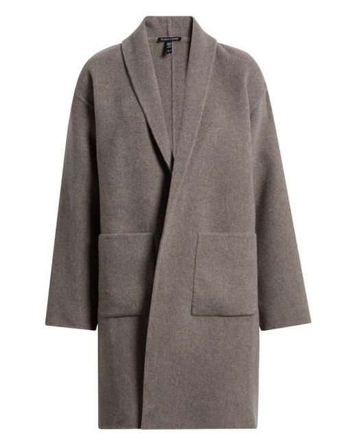 Eileen Fisher Gray Shawl Collar Double Woven Wool Coat