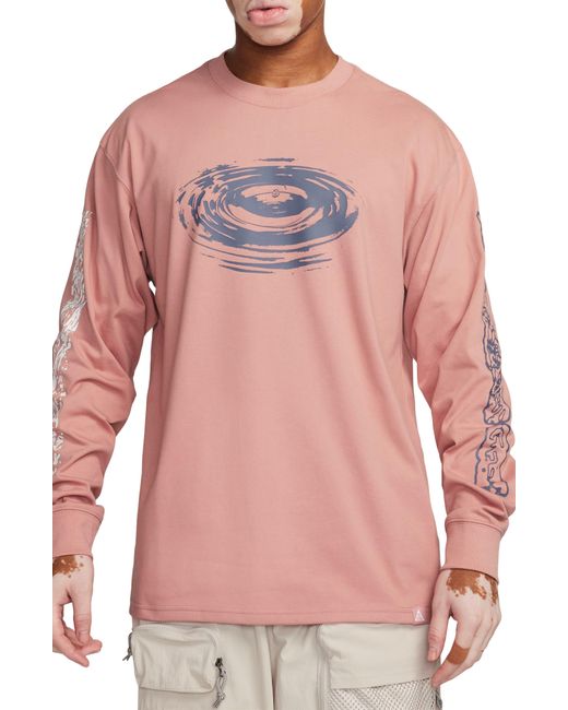Nike Pink Dri-fit Acg Ripple Effect Long Sleeve Graphic T-shirt for men