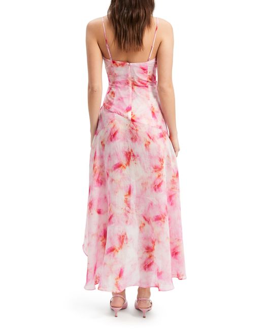 Bardot Pink Sorella Tie Dye Print High Low Dress