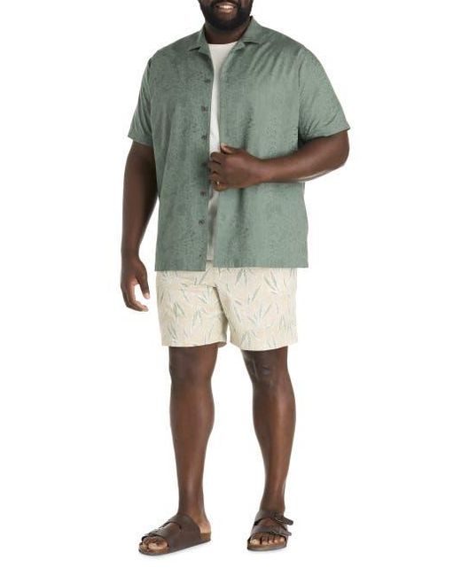 Oak Hill by DXL Green Big & Tall Solid Camp Shirt for men