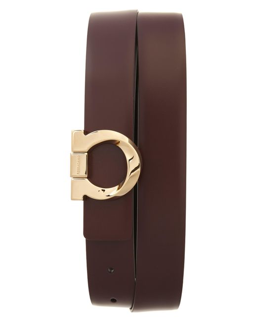 Ferragamo Brown Gancio Leather Belt for men