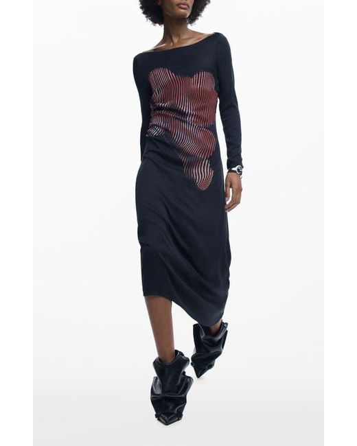 Desigual Placed Floral Long Sleeve Dress in Blue | Lyst Desigual Placed Floral Long Sleeve Dress in Blue | Lyst