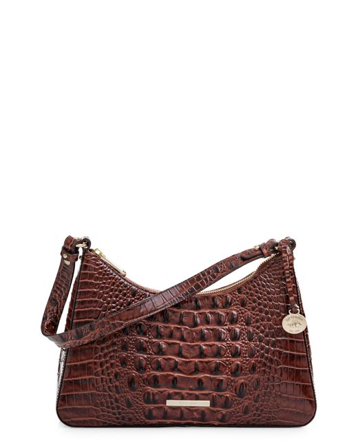 Brahmin Black and Brown Leather Embossed Crocodile Crossbody -  Denmark