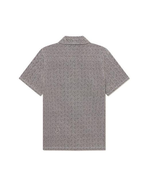 Les Deux Gray Hector Paisley Short Sleeve Cotton Button-Up Shirt for men