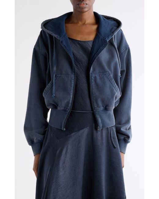 Acne Blue Felly Logo Embossed Zip Hoodie