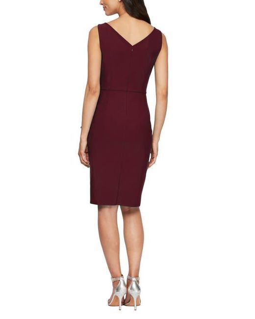 Alex Evenings Red Contour Collection Side Ruched Cocktail Dress