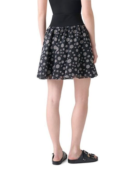 Akris Punto Black Circle Print Burnout Stripe Flared Skirt