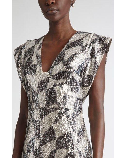 St. John White Cubist Sequin Gown