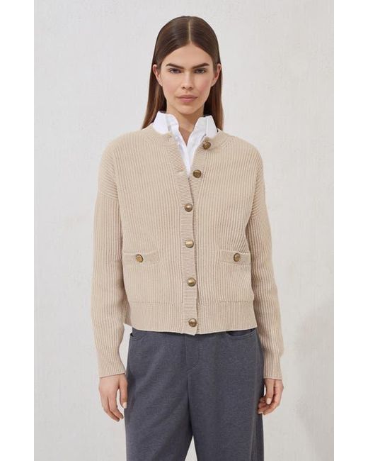 Brunello Cucinelli Natural English Rib Knit Cardigan