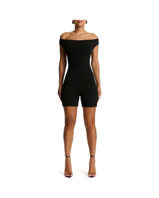 Naked Wardrobe Black Smooth Off The Shoulder Romper