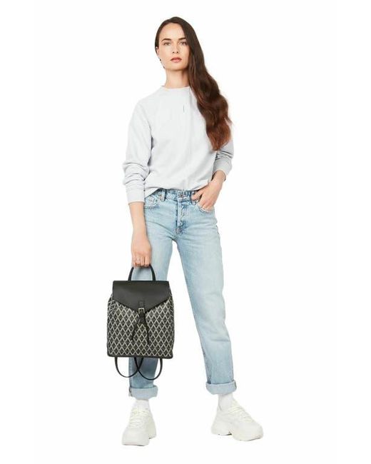 Lancaster Black Backpack With Flap And Snap Closure Ikon