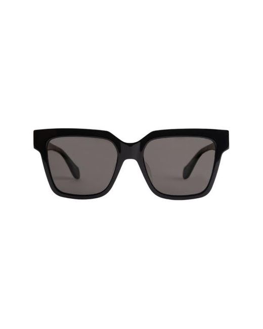 Mohala Eyewear Black Hana 55Mm Low Bridge Wide Width Polarized Square Sunglasses