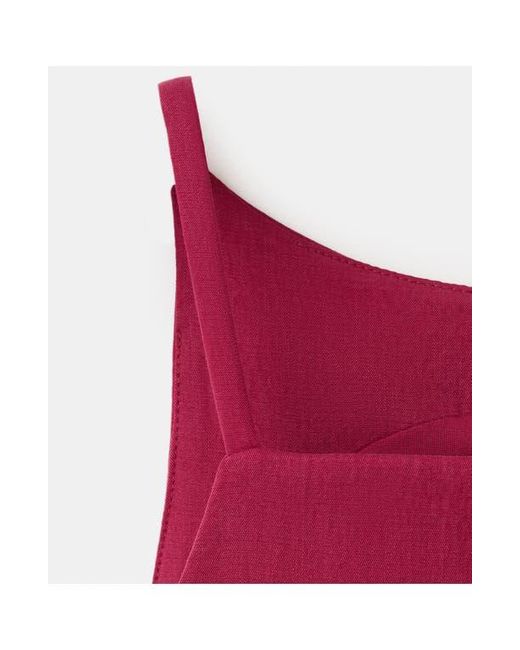 Mango Red Square Neck Button Front Top