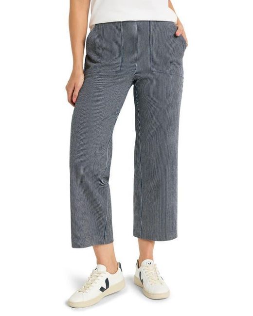 NIC+ZOE Blue All Day Stripe Crop Wide Leg Pull-On Jeans
