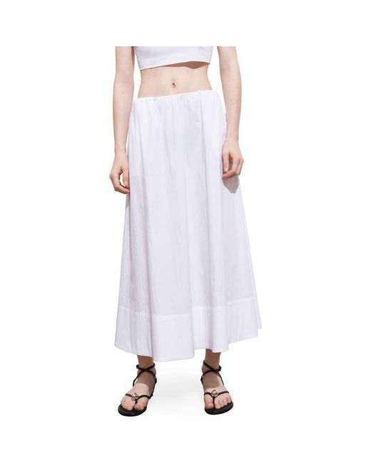 Mango Purple Flared Cotton Midi Skirt