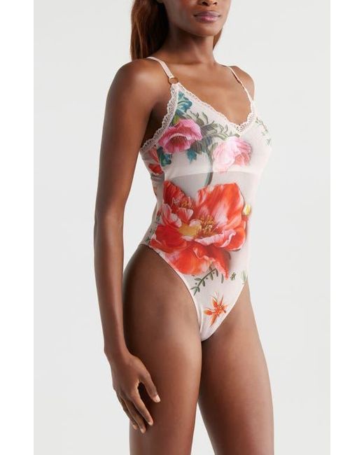 Kilo Brava Red Placement Print Shelf Bra Bodysuit