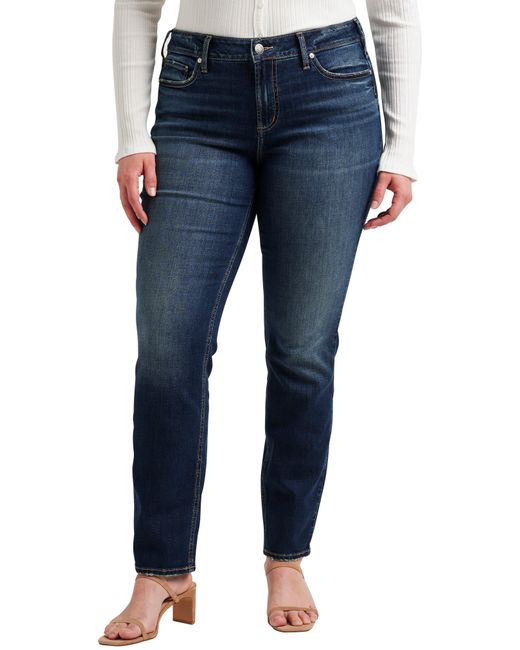 Silver Jeans Co. Blue Suki Curvy Mid Rise Straight Leg Jeans