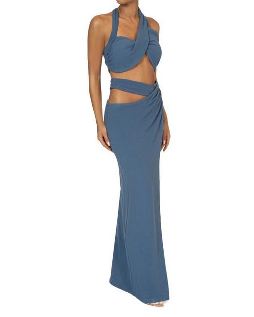 JLUXLABEL Blue New Age Crop Top & Skirt Set