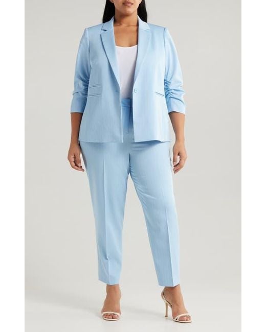Tahari Blue Classic Pinstripe Straight Leg Pants