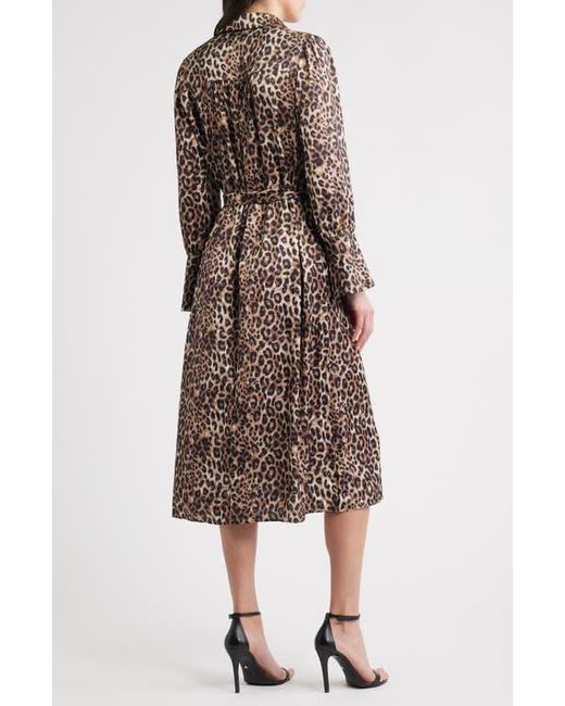 Julia Jordan Multicolor Leopard Print Long Sleeve Midi Shirtdress