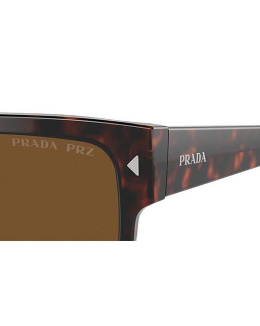 Prada Brown 59mm Polarized Rectangular Sunglasses for men