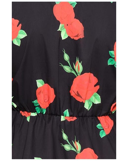 The Lulo Project Black Wings Of The West Floral Long Sleeve Stretch Cotton Dress