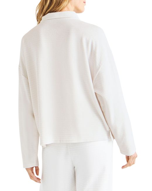 Splendid White Bisous Quarter-zip Cotton Blend Sweatshirt